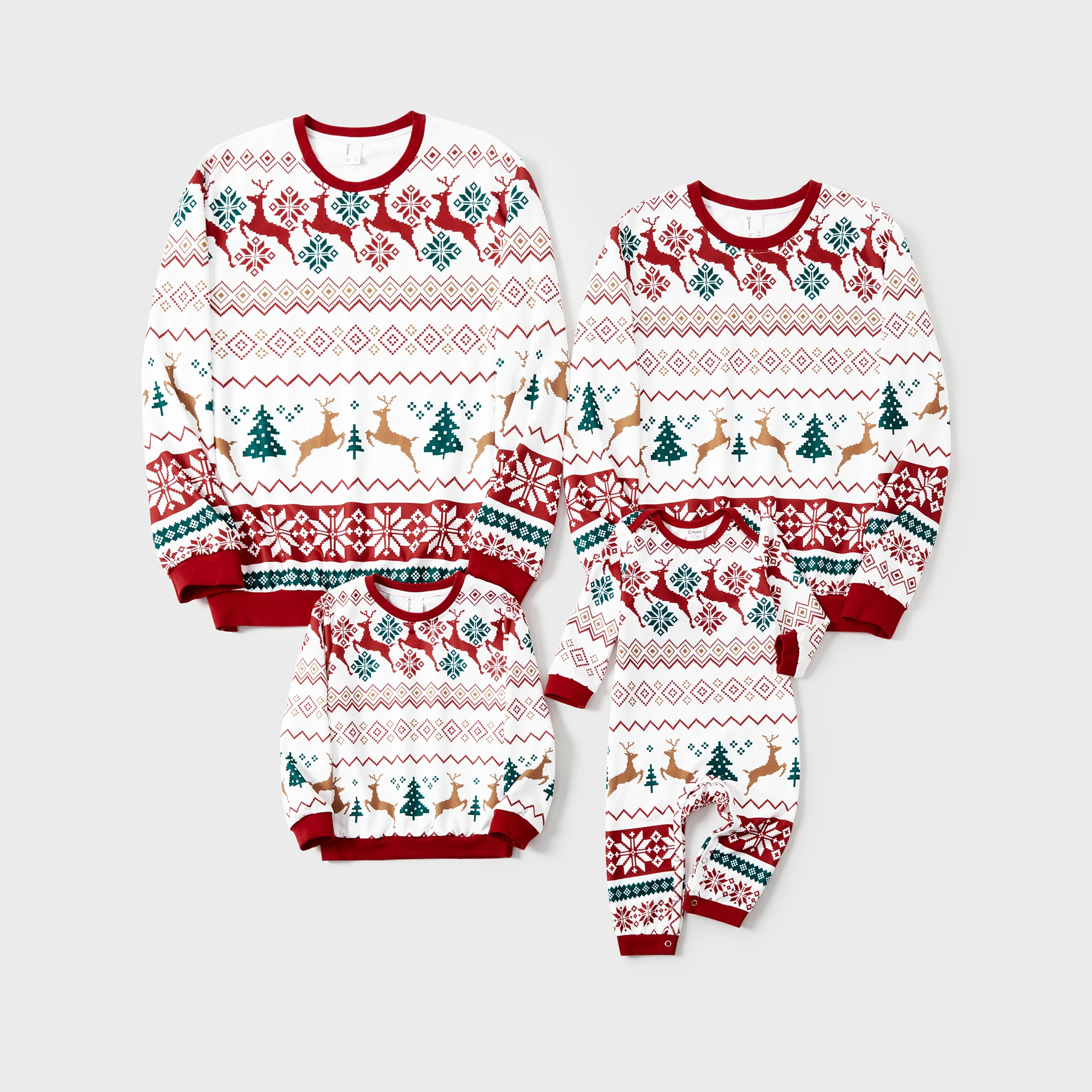 PatPat Christmas Sweatshirt Allover Pattern Reindeer Outfits Matching for Family