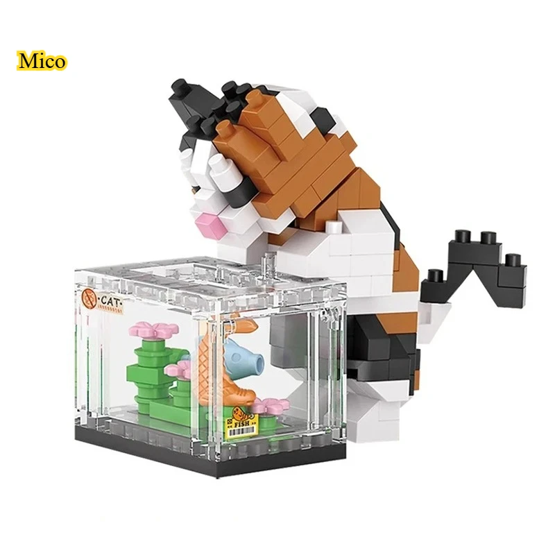 

Cute Cat & Fish Tank Decor Set, Lovely Animal Tabletop Ornament, Creative Desktop Display for Home Interior Decoration