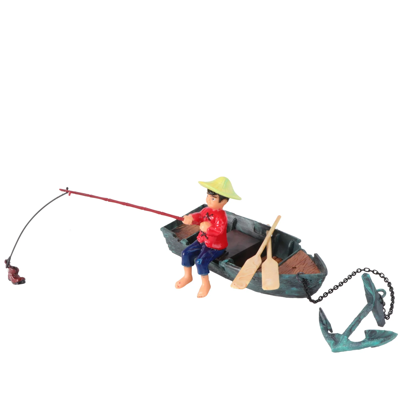 

1Pcs Resin Aquarium Fisherman Ornament Air Pump Decor Dynamic Fish Tank Landscape Underwater View Aquarium Adornment