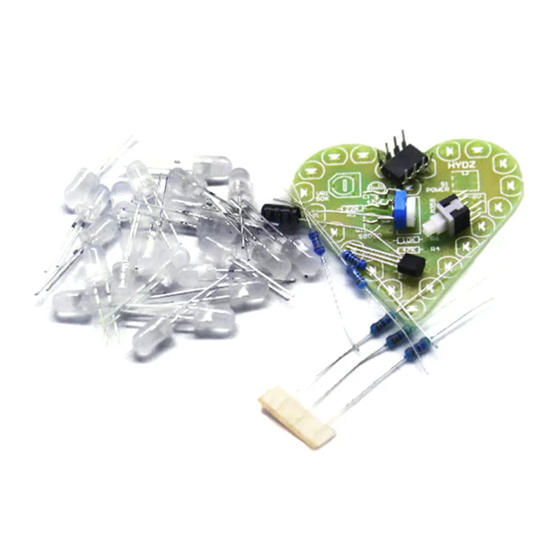 DIY Heart Shape Breathing Lamp Kit Breathing LED Flashing Light Suite Red White Blue Green Electronic Production Learning Kit