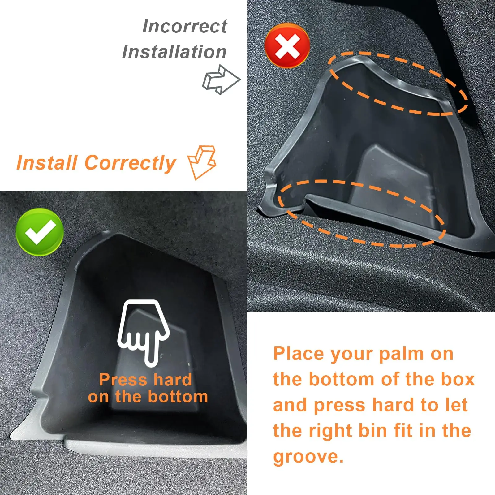 Tesla Model Y Rear Trunk Side Storage Box Model 3 highland 2024 For 5 Seater Lid Reinforced Handle Car Interior Accessories