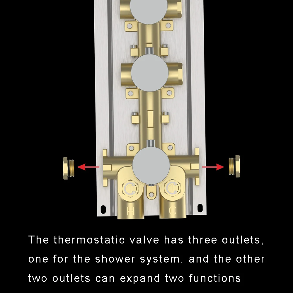 Термостатический скрытый 6-ходовой смеситель для душа с большим расходом, настенный смеситель для душа, быстро открывающиеся латунные клапаны LT1027