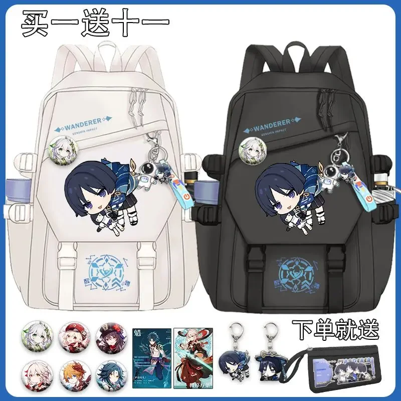 Anime Game GS Impact Wanderer Balladeer Kabukimono Schoolbag Student Backpack Unisex Travel Fashion Shoulder Bag Gift