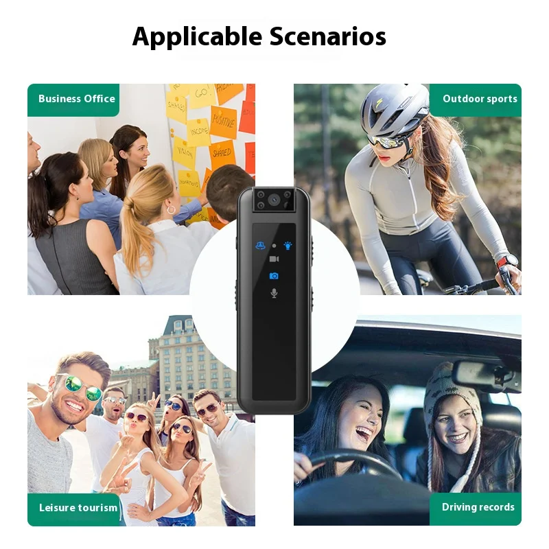 كاميرا رياضية خارجية 1080P HD مسجل محمول ومشبك للعمل وإنفاذ القانون والتسجيل على الموقع