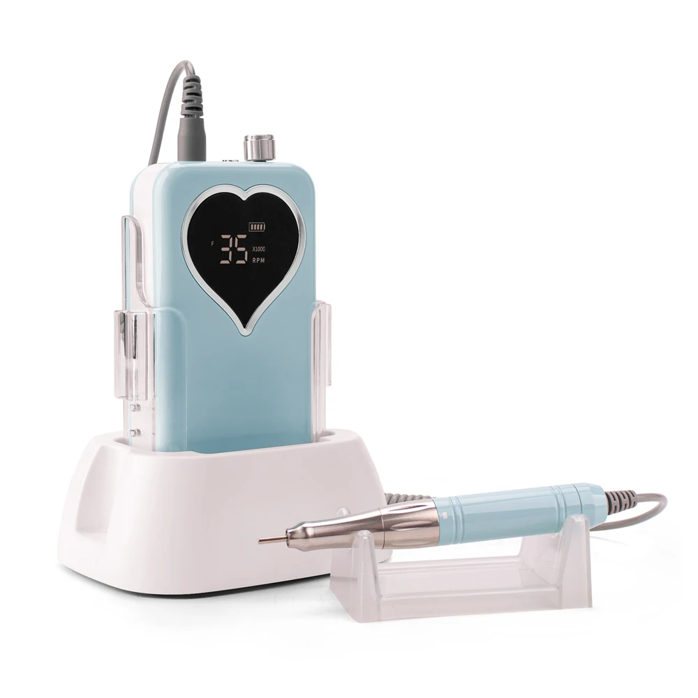 Coreless Motor 65W Salon Gebruik Hart Nagelboor Oplaadbare 35000 RPM Manicure Elektrische Machine Nagelvijl Pedicure Accuboormachine