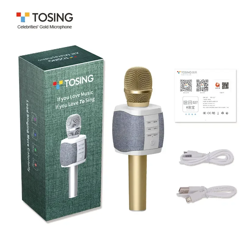 Tosing clássico popular profissional dente azul portátil sem fio karaokê microfono microfone para celular/tv cantando cartão tf