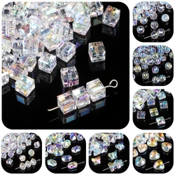 100PCS 4/6mm Crystal Beads AB Colorful Cube Austria Beads for Jewelry Making Glass Beads DIY Bracelet Earrings Necklace ﻿