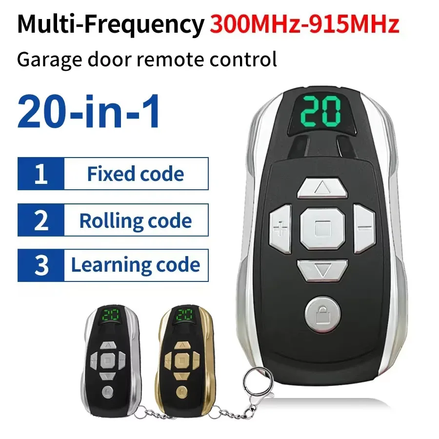 Rechargeable 20 Channel Universal Garage Door Remote Control Gate Rolling Shutter Door Duplicator Key Multi-Frequency 300-915Mhz