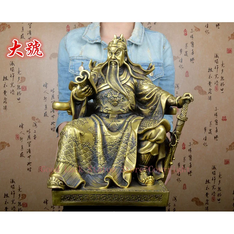 Large- Company home business efficacious Protection- The God of Arts and wealth GUAN GONG Guandi Retro FENG SHUI bronze statue