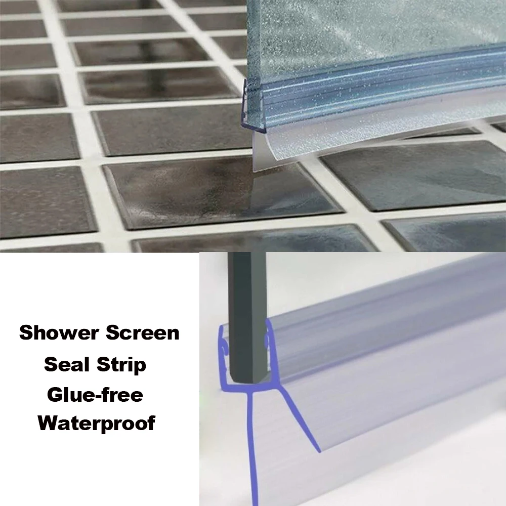 

20mm Shower Screen Seal Strip PVC Frameless Glass Door Bottom Weather Stripping Seal Sweep Glue-free Bathroom Hardware For 4-6mm