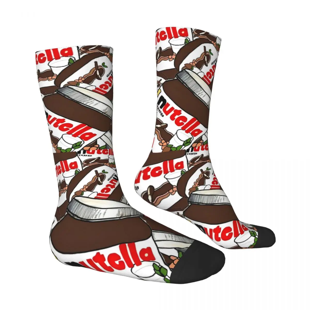 Adults Men Socks Nutella chocolate Jar Stockings Winter Modern Comfortable Socks Graphic Outdoor Sports Anti Sweat Socks