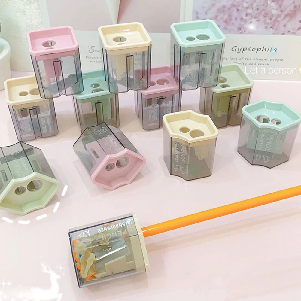 

8pcs Manual Pencil Sharpeners ABS Colorful Kids Geometry Small Portable Students Supplies Plastic Bright Sharpeners Colored