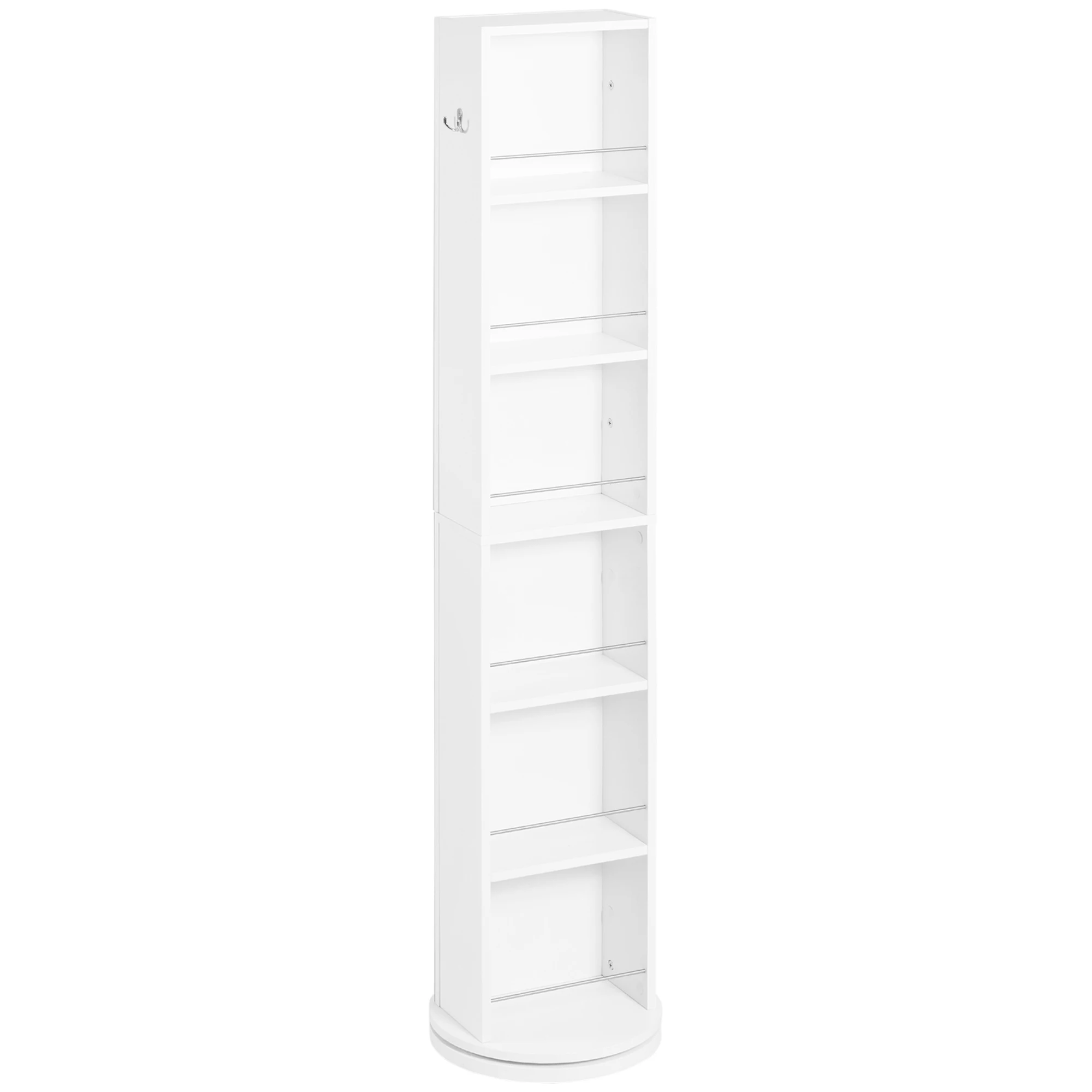 Kleankin high rotating bathroom cabinet 6 level bathroom auxiliary column with full body mirror for bedroom toilet 36x36x171 cm White