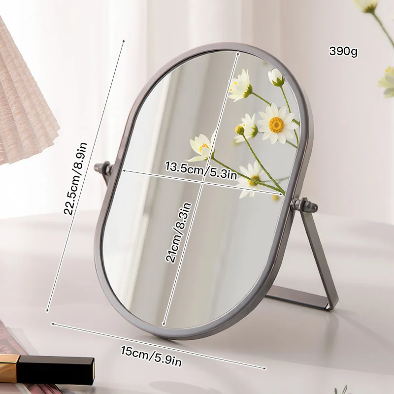 Foldable Oval Makeup Mirror - Compact Travel Vanity Mirror for Bedroom, Tabletop Desktop Portable Makeup Mirror