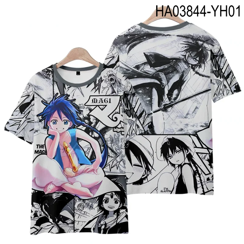 O Reino da Magia T-shirt de impressão 3D, gola redonda, manga curta, popular, anime japonês, streetwear, moda verão, plus size