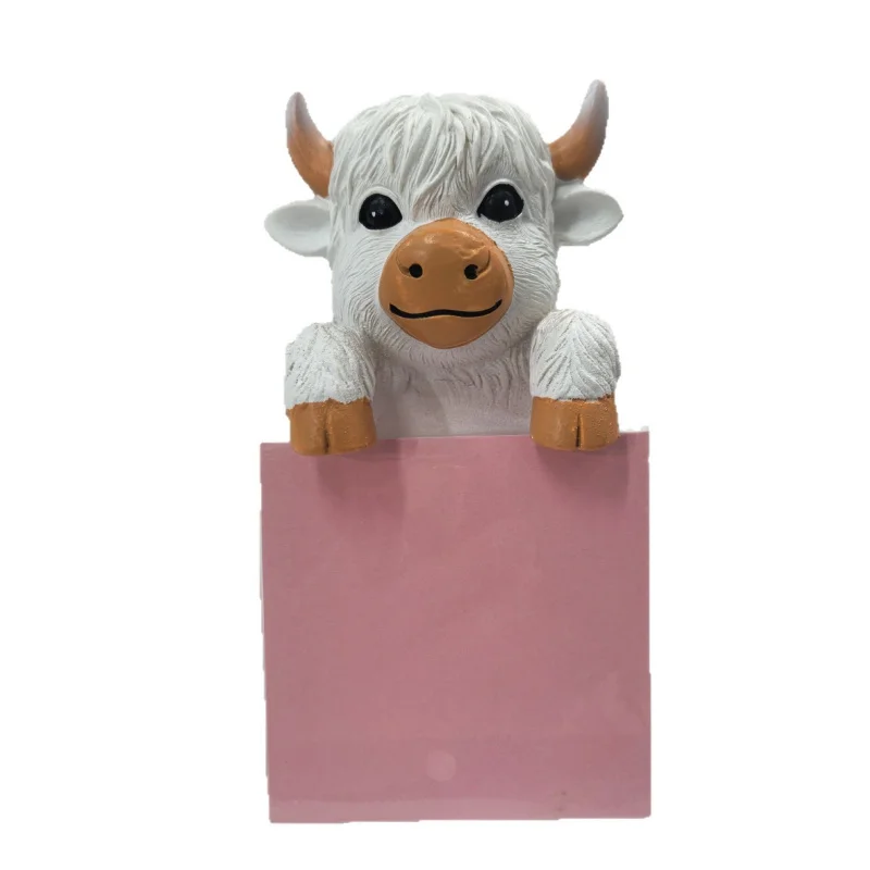 Cross-Border New ProductsHighland Cow Figurine Highland Cow Resin Pop-Up Sticky Note Dispenser