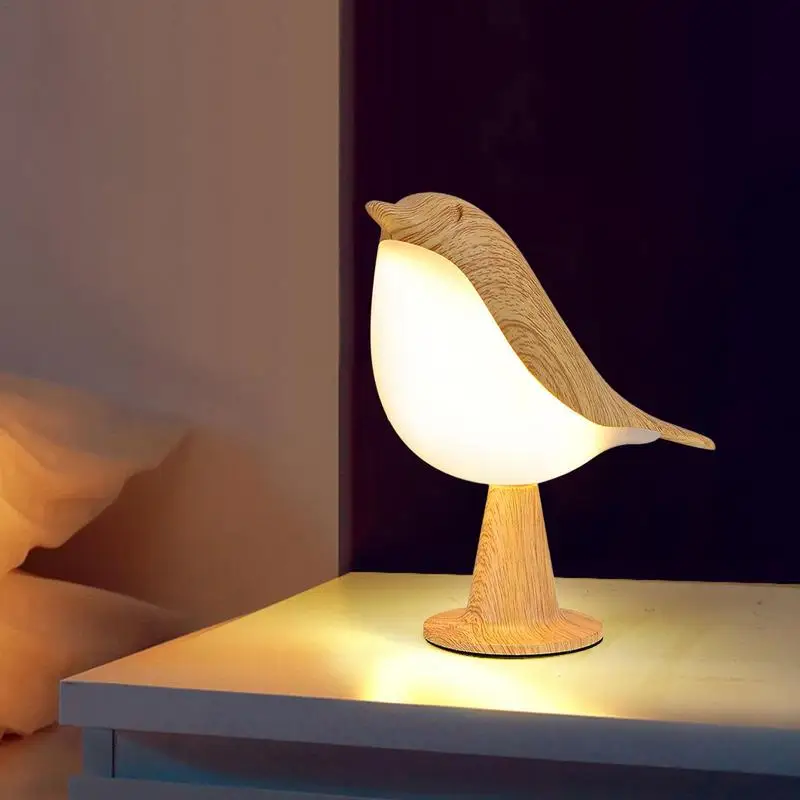 LED Bird Night Light With 3 Modes USB Rechargeable Magpie Night Lamp Cute Bedside Lamp With Keyring For Home Bedroom Living Room