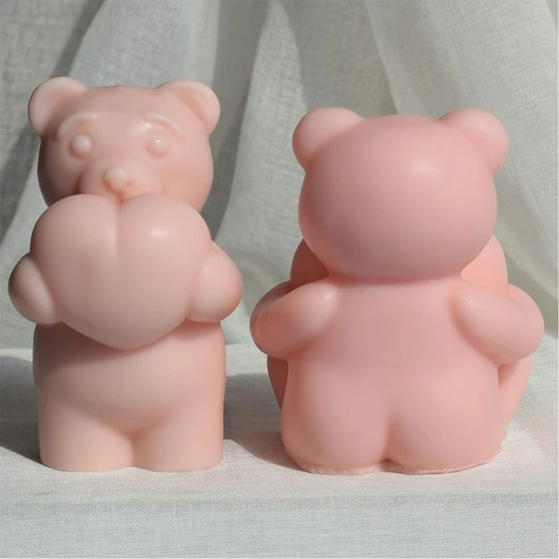 KX4B Stampo per candele tridimensionale Forma orso carino Stampo in silicone per arte artigianale per realizzare candele da a