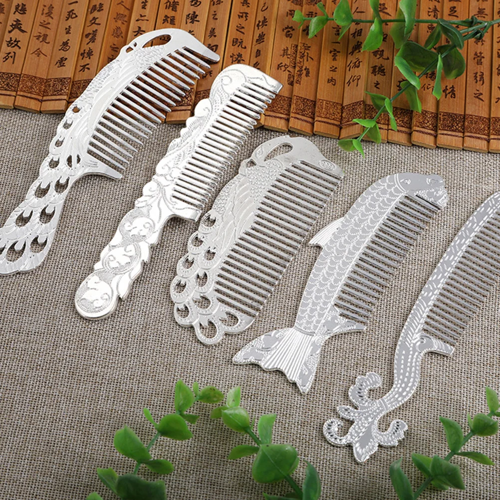 

2pcs Silver Ion Comb Hair Styling Detangle Detox Hollow Out Barber Scalp Care Smooth Operation Practical Makeup Comb