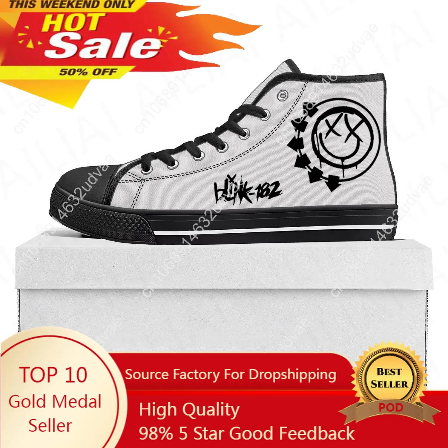 Blink-182 Popularity Punk Rock Band High Top High Quality Sneakers Mens Womens Teenager Canvas Sneaker Couple Shoes Custom Shoe