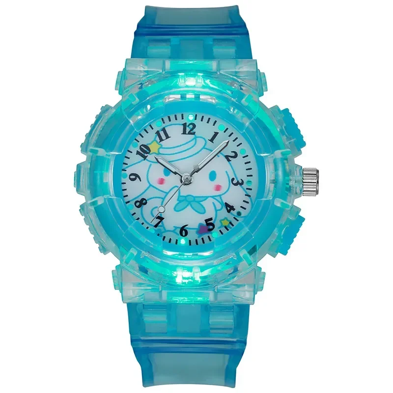 Sanrio Cinnamoroll Kids Watch Pattern Led Glowing Flash Children Kuromi Watches Toys Fashion Quartz Wristwatch Christmas Gifts