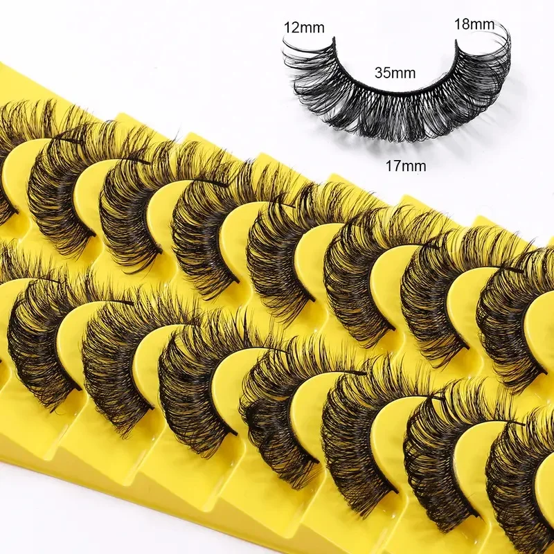 10 pairs of D-wave eyelashes DH stripes look like extended voluminous natural 3D false eyelashes, the dexterous false eyelashes