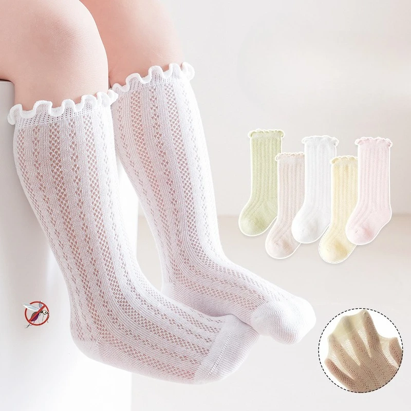 Summer Mesh Breathable Baby Socks Toddlers Baby Girls Long Knee High Socks Soft Hollow Out Cotton Infant Socken for 1-5 Years