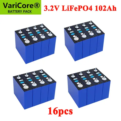 16 pz 3.2v 102Ah 105Ah 100ah Lifepo4 grado A batteria litio ferro fosfato per 12v camper Golf Cart Off-Road Solar Wind Yacht