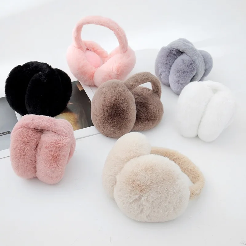 Fashion Autumn Winter Earmuffs Women Men Warm Cute Plush Solid Color Ear Muffs Adjustable Foldable