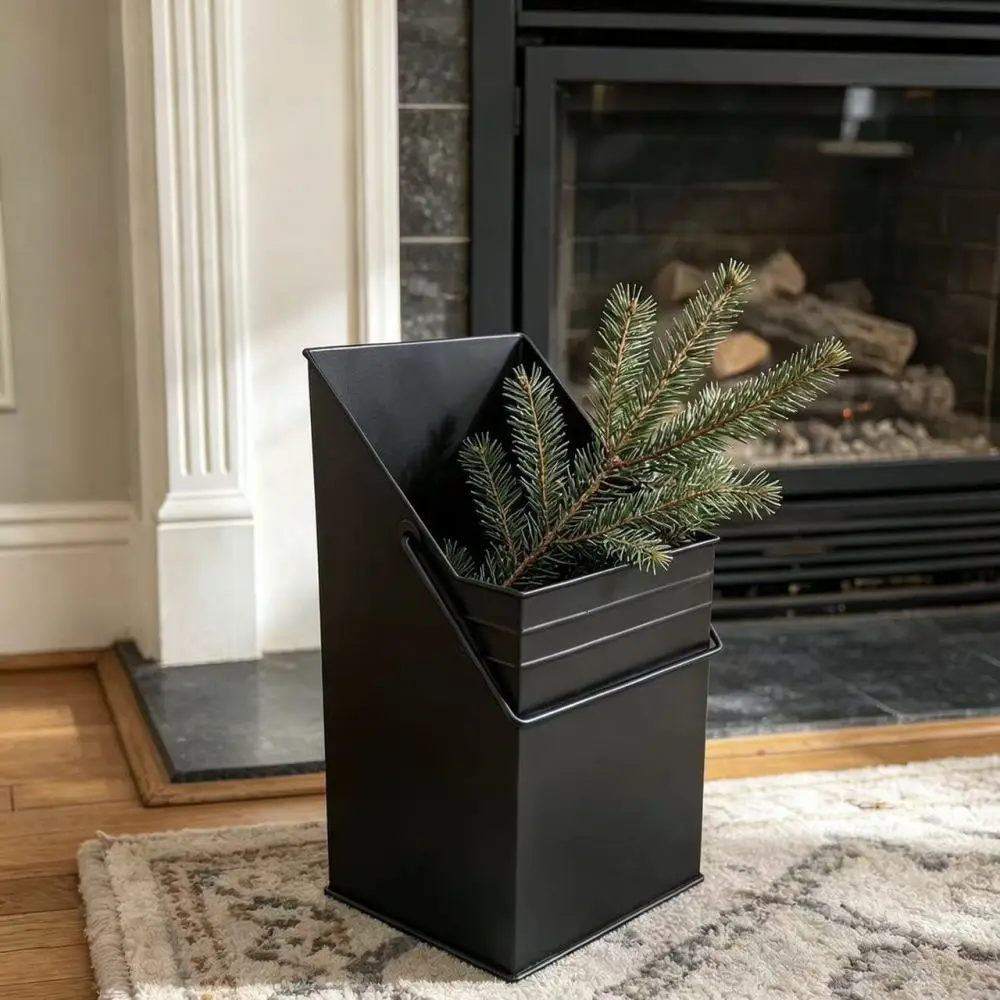 Fireplace Ash Storage Bucket Metal Shovel Kit For Stove Hearth Cleaning Durable Iron Container Indoor Outdoor Tools view 6