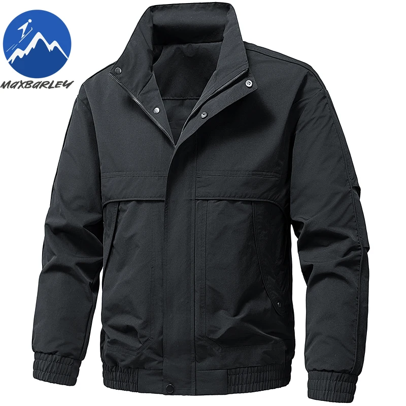 

Мужская повседневная ветровка Maxbarley: модная спортивная куртка на молнии с карманами, осень-весна 2026, роскошная деловая свободная верхняя одежда