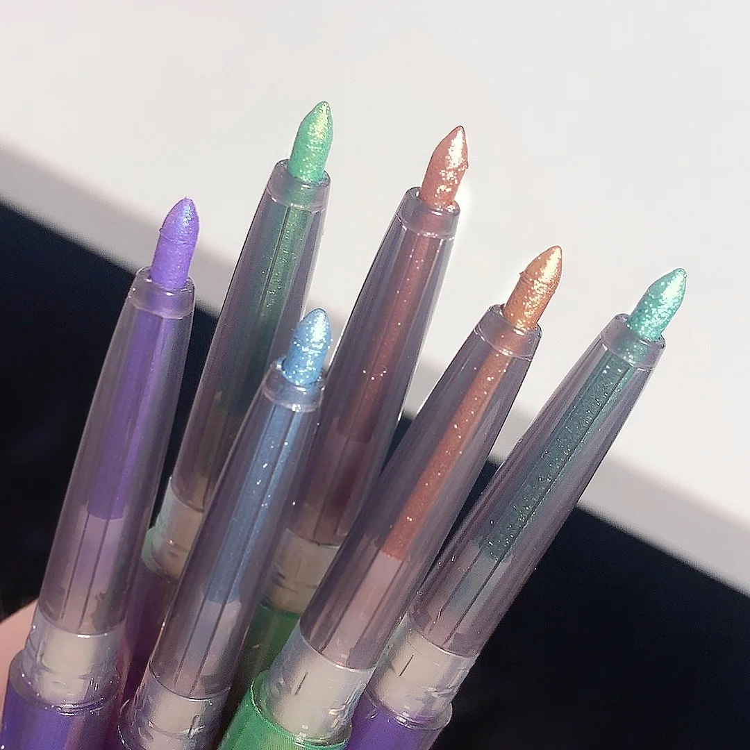 Sweetmint Chameleon Kleurrijke Eyeliner Pen Shifting Dragon Fonkelende Paarse Oogschaduw Stick 2-in-1 Zijde Worm Eyeliner Pen