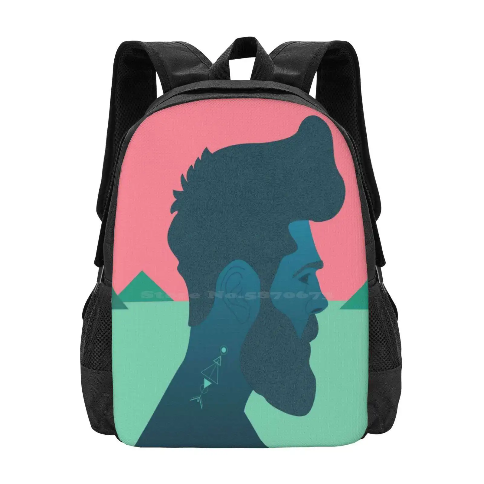 Sac à Dos d'École à la Mode pour Homme, Style Hipster Barbu, Moustache, Art Électromasexuel, Masculin, Offre Spéciale