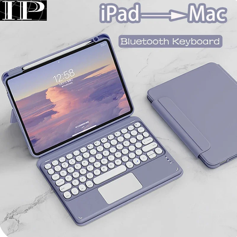 Magnetic Keyboard Case for iPad Mini 6 Air 4 2021 Pro 9.7 10.2 10.5 11Case Mouse Pencil Holder PU Leather Bluetooth Cover