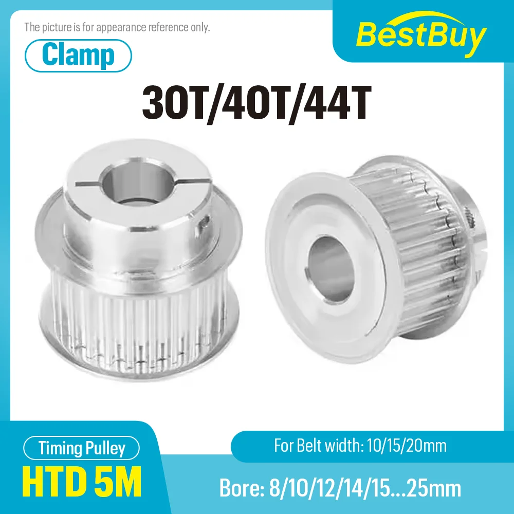 HTD 5M 30T/40T/44Teeth K/BF Clamping Type Synchronous Wheels Bore 8-25mm for Belt width 10/15/20mm 3D Printer Accessories