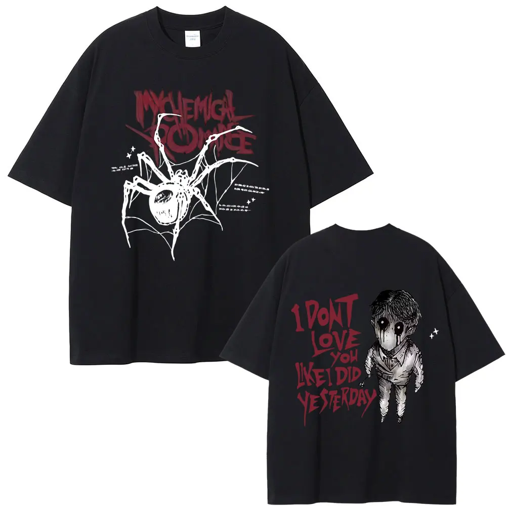 بلدي الكيميائية الرومانسية العرض الأسود أنا لا أحبك كما فعلت أمس تي شيرت الرجال روك الشرير ايمو العنكبوت الجرافيك تي شيرت #2