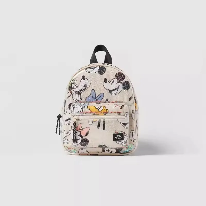 Disney 2024 New Cartoon Mickey Transparent Children\'s Bag Girls Co-branded Printed Mini Fashion Backpack Student Cute School Bag