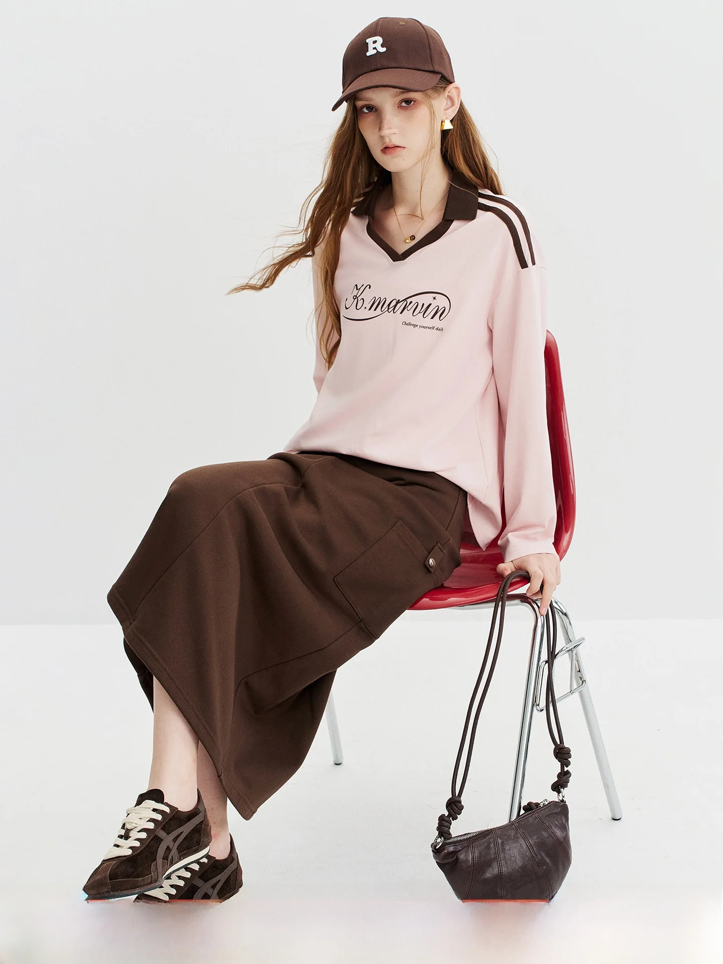 High Waist A-Line  Skirt with Pocket Loose Fit Korean Style Commute Friendly Breathable Cotton Polyester Blend