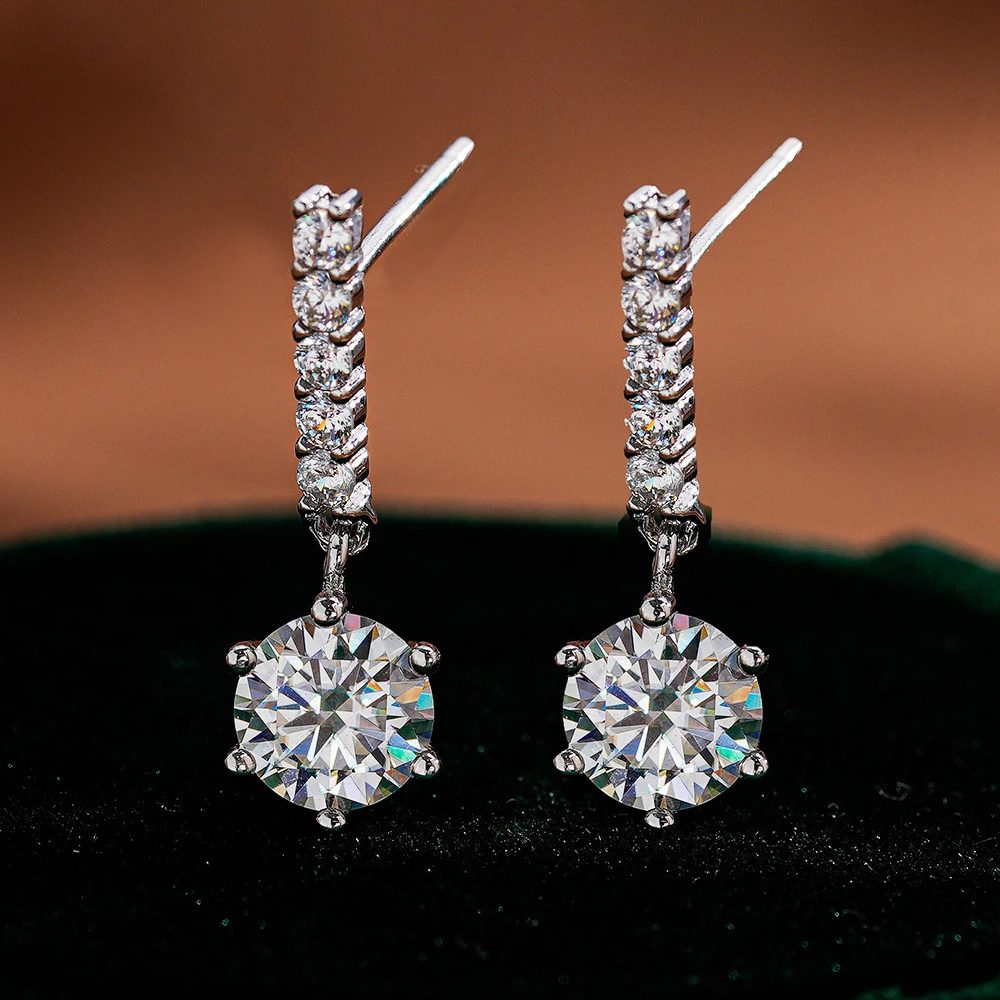 1 ctx2 Moissan ite Tropfen Ohrringe für Charm Lady Silber Schmuck mit königsblauer Farbe Goldgelb Farbe Femald Dating Geschenk – Detail 16