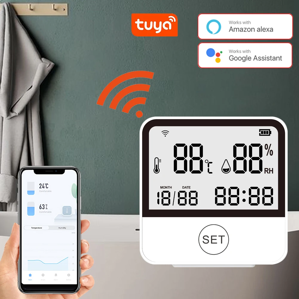 

ACJ Smart TUYA High Precison WIFI Digital LCD Indoor Temperature Sensor Humidity Meter Thermometer Hygrometer Gauge Baby Room