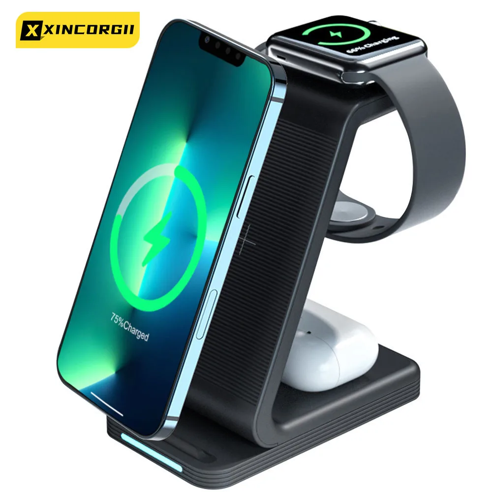 20W 3 in 1 Wireless Charger Fast Charging For iPhone 13 12 11 XS XR For Apple Watch 7 6 5 for Airpods Wireless Charger Stand