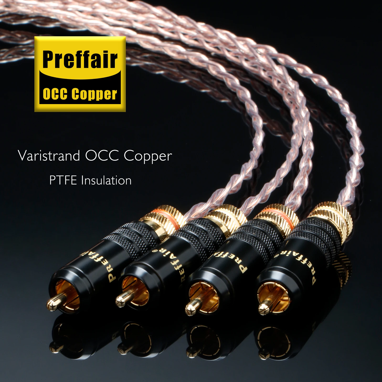 Preffair X449R1730 3CU Analoges RCA-Kabel aus reinem Kupfer, superweiches RCA-zu-RCA-Verbindungskabel, HIFI-Phono für DAC, DVD-Verstärker – Detail 4