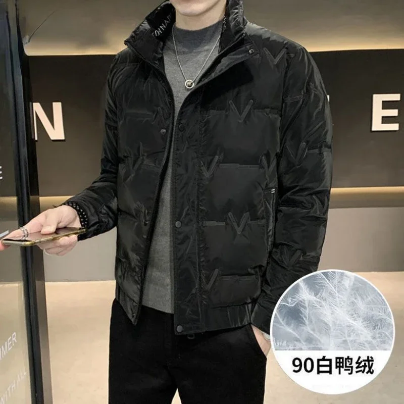 Down Jacket Men Winter Warm Down Coat Windproof Stand-up Collar Bomber Zipper Parkas Lightweight Jacket Thick Men's Clothing