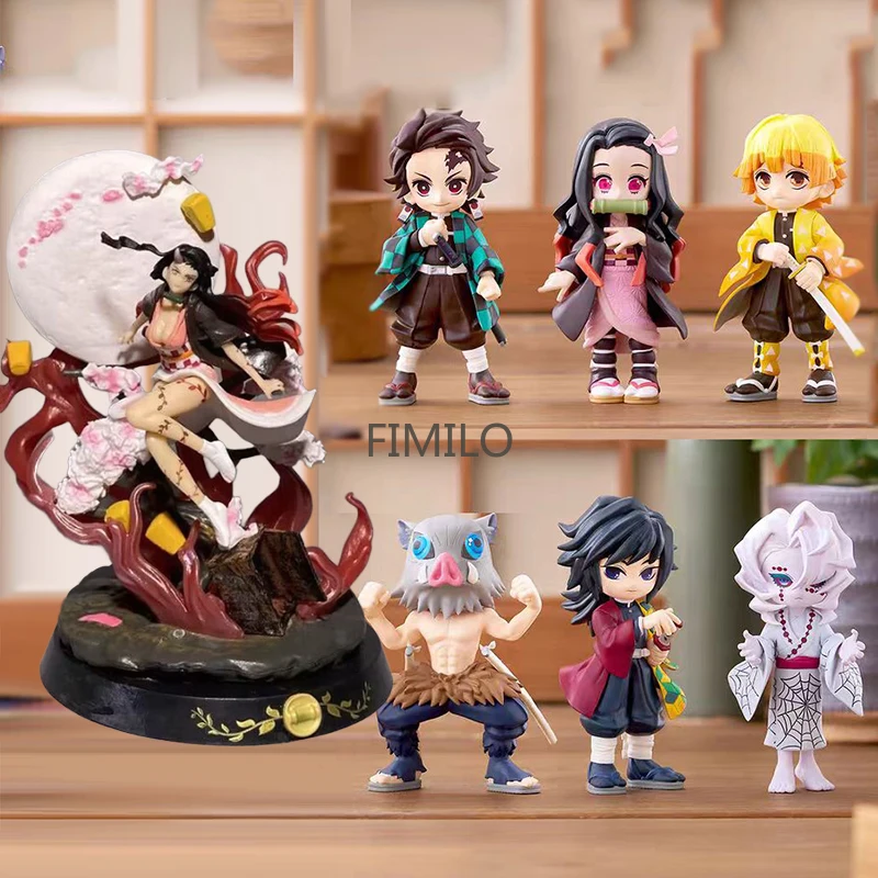 Anime Hashibira Inosuke Demon Slayer Figurine Blood Ghost Technique Nezuko Kamado Tanjirou Figure Model PVC Agatsuma Zenitsu Toy