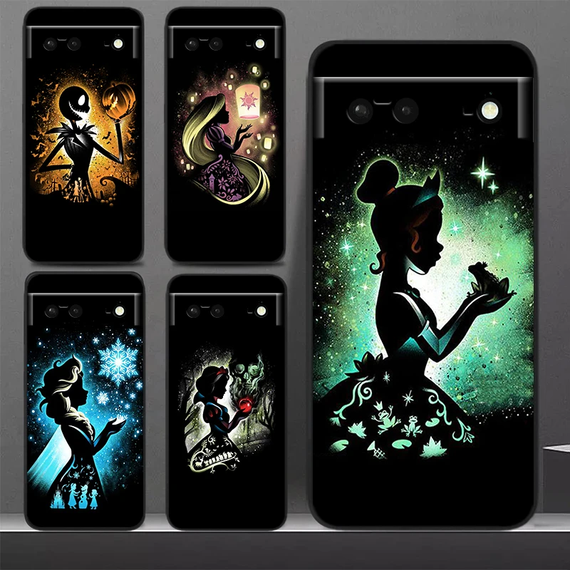 Disney Cartoon Princess Phone Case For Google Pixel 8 7 Pro 6 Pro 6A 5A 5 4 4A XL 5G Black Soft Fundas Cover