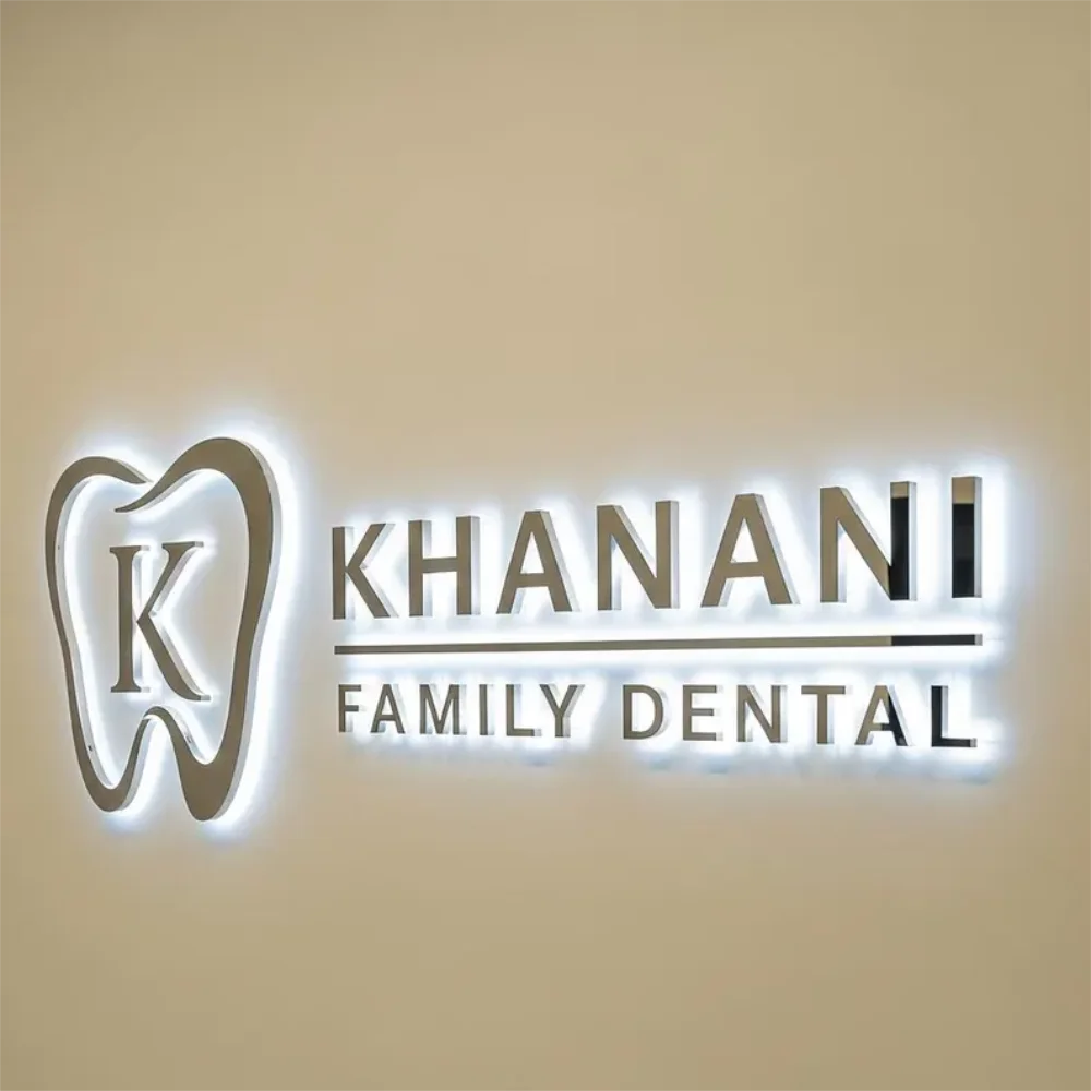 Custom Led Illuminated Business Logo Backlit Sign Gold Metal Letters 3D Stainless Steel Storefront Bar Club Signage Outdoor Sign