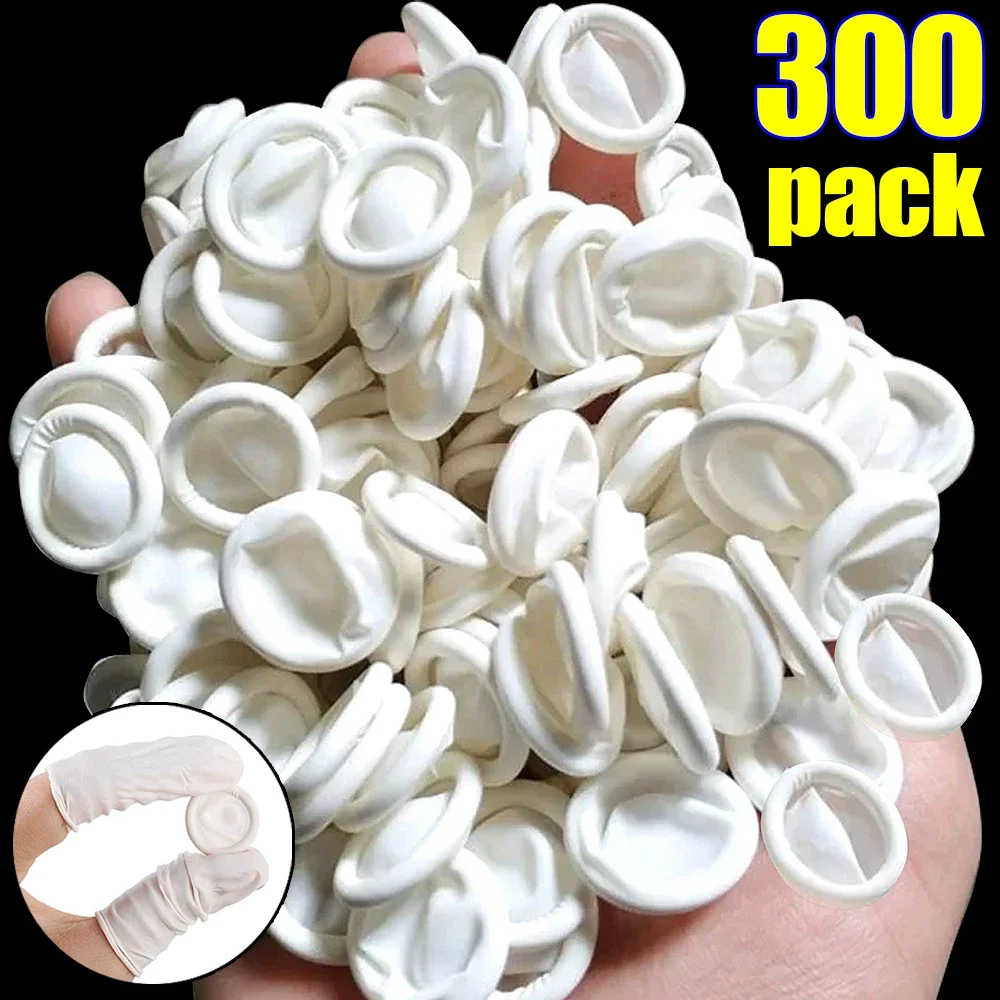 300-100Pcs Wegwerp Vingertopbeschermer Antislip Handschoenen Natuurlijk Rubber Anti-Statische Latex Vingertopjes Vingertoppen Duurzaam Gereedschap