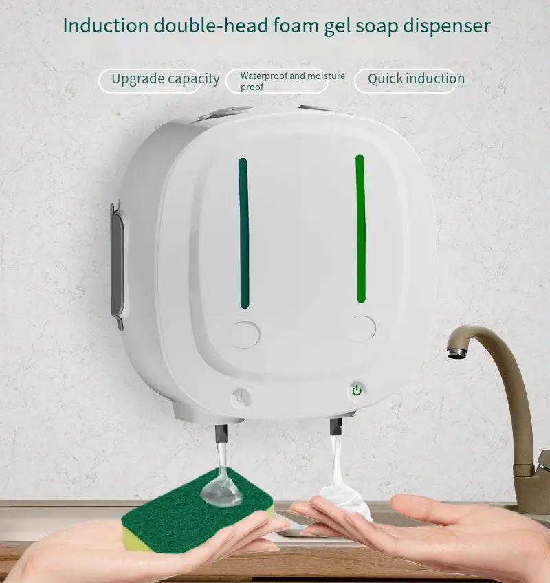 Double induction automatique gel mousse de désinfectant pour les mains, peut contenir du savon liquide suspendu