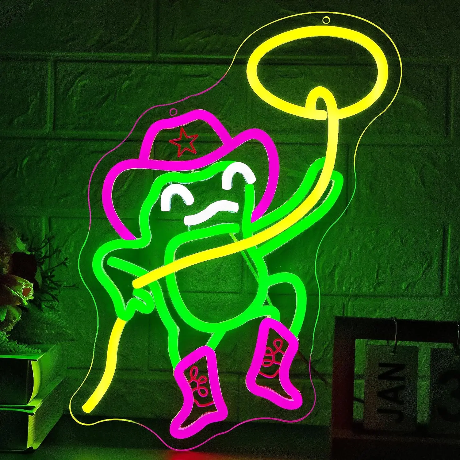 

Cowboy Frog Neon Sign USB LED Neon Light for Music Room Studio Bar Beer Party Game Room Bedroom Decoration Gift Art Wall Light
