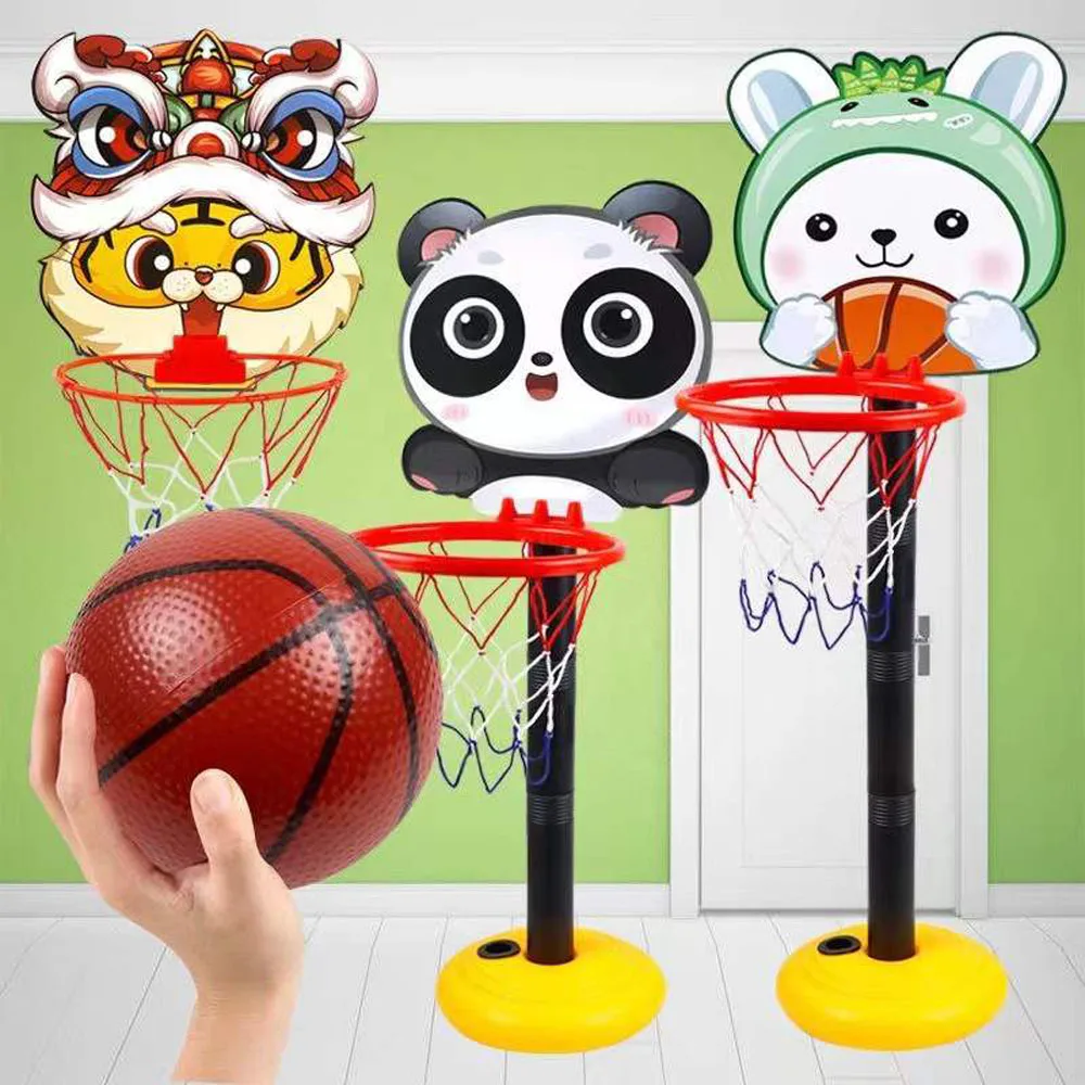 Children Cartoon Creative Animals Basketball Playing Set Outdoor Sport Adjustable Stand Basket Holder Hoop Goal Game Toy For Kid